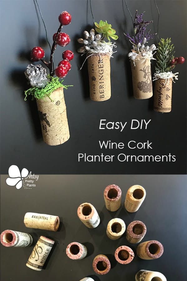 wine corks with artificial plants