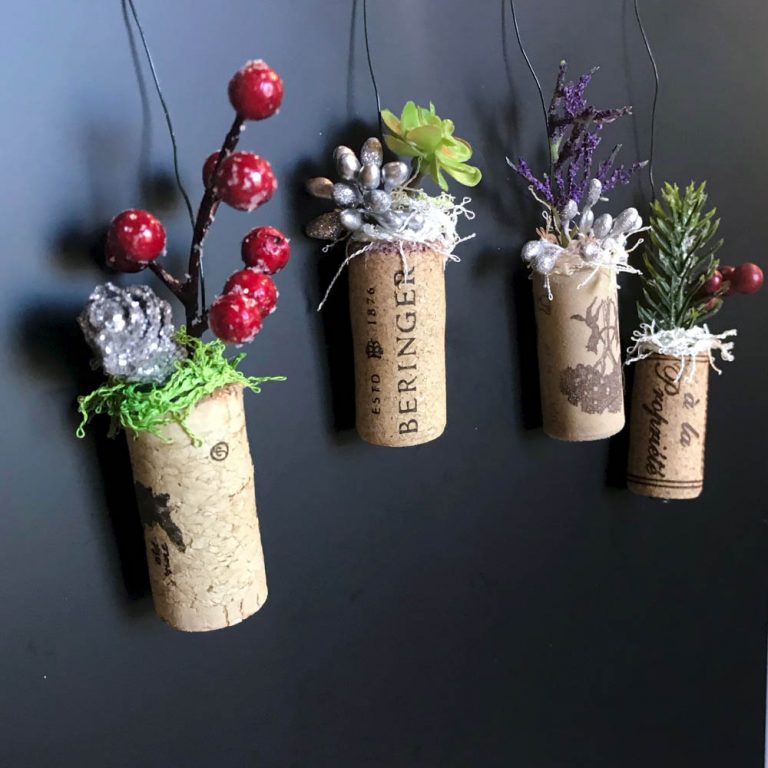 Wine Cork Planter Ornament DIY Tutorial For Your Christmas Tree