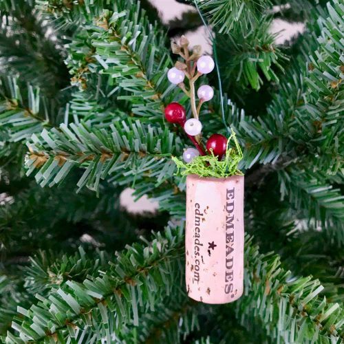 Wine Cork Planter Ornaments red berries hanging