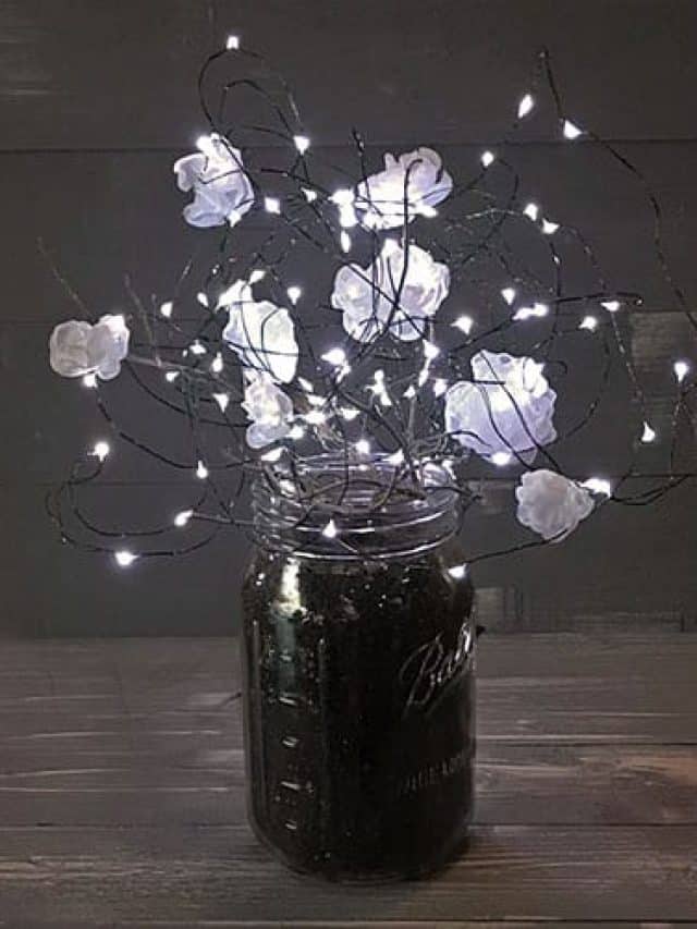 DIY Mason Jar Table Lamp with Fabric Flower Lights Story