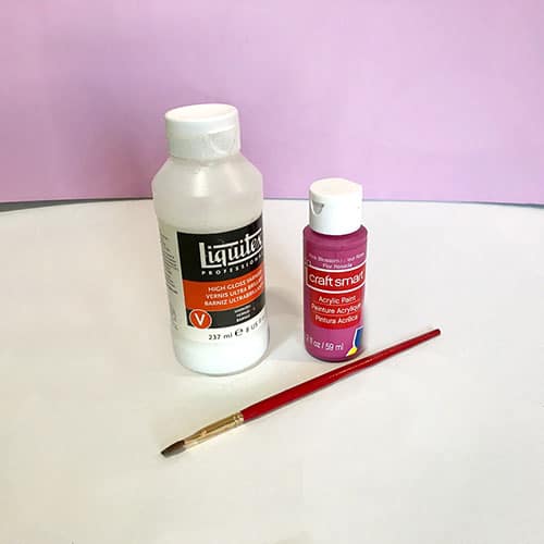 Liquitex varnish and acrylic craft paint and brush