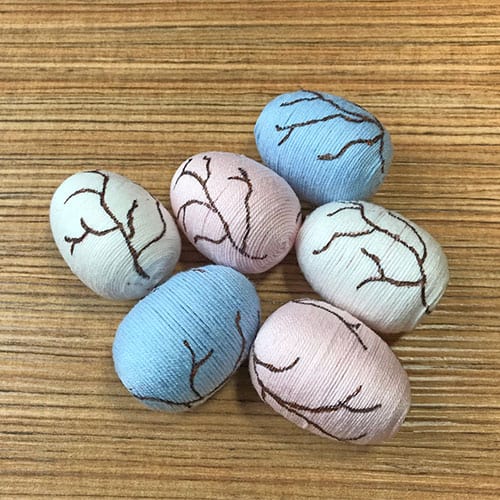 Branches drawn on decorative easter eggs