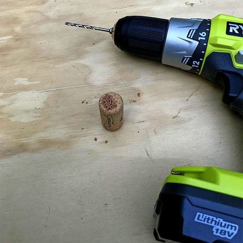 drilled hole in cork tutorial