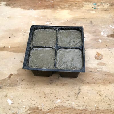 privacy screen DIY feet mold filled with cement
