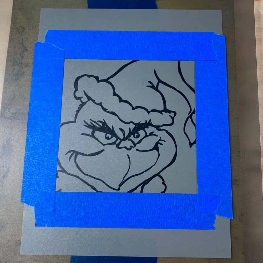 grinch printable with blue tape frame
