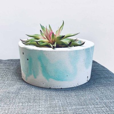 Green Marbled Concrete Planter