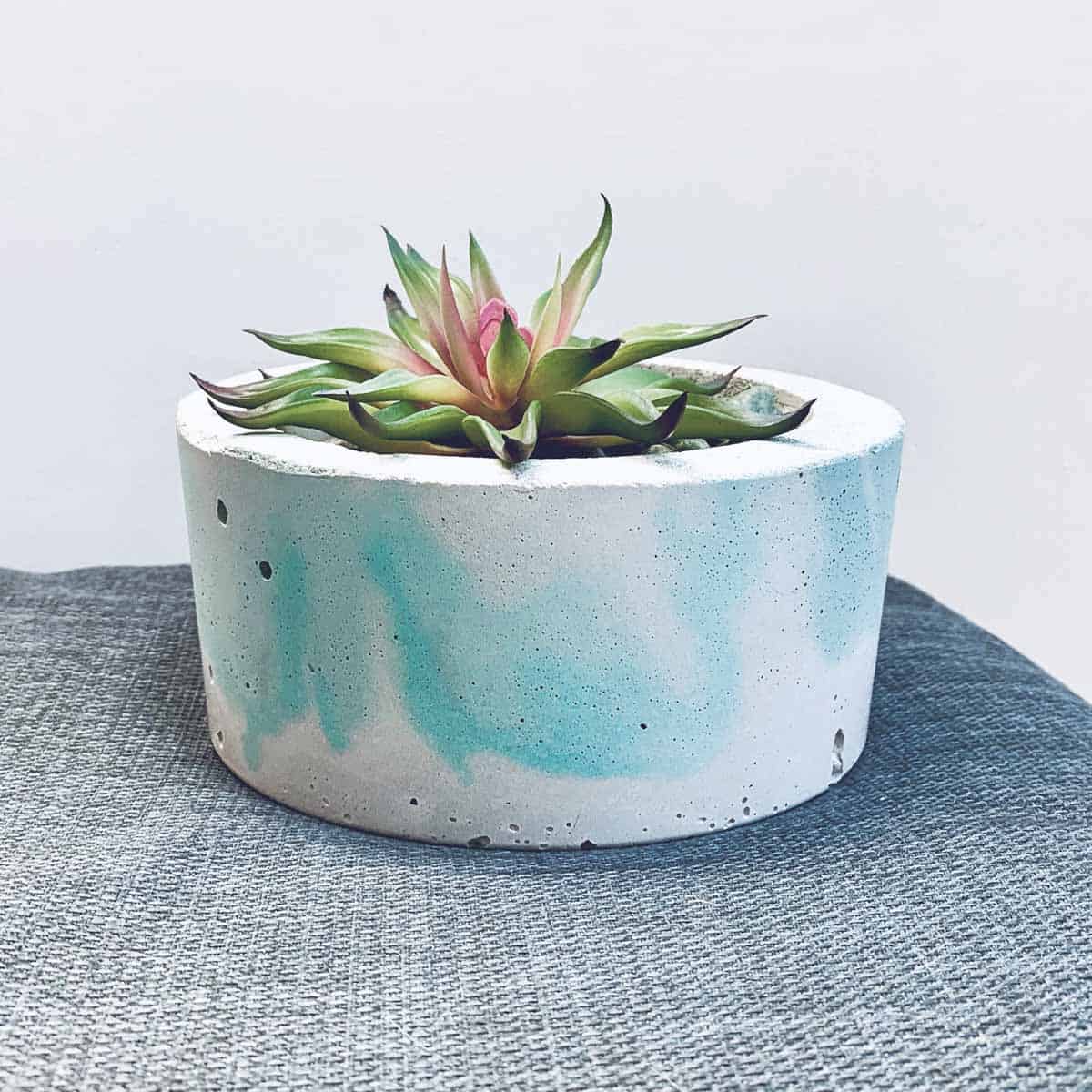 Green Marbled DIY Concrete Planter (Easy!)