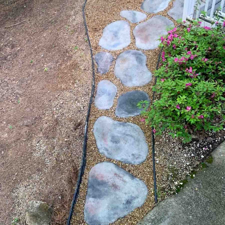 overhead view of diy concrete stepping stones