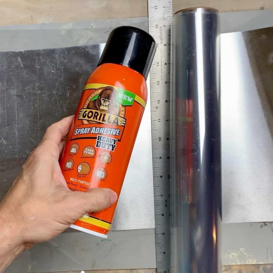 glue acetate to flashing with spray adhesive
