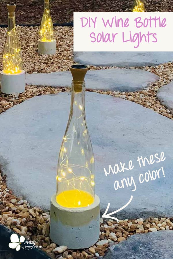 Wine Bottle Lights With Cement Bases