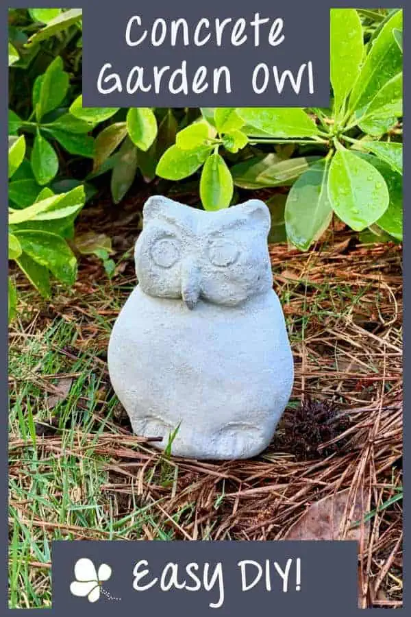 final photo of concrete garden statue on pine needles