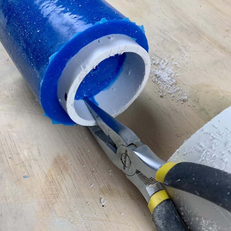 remove pvc with needle nose pliers from mold