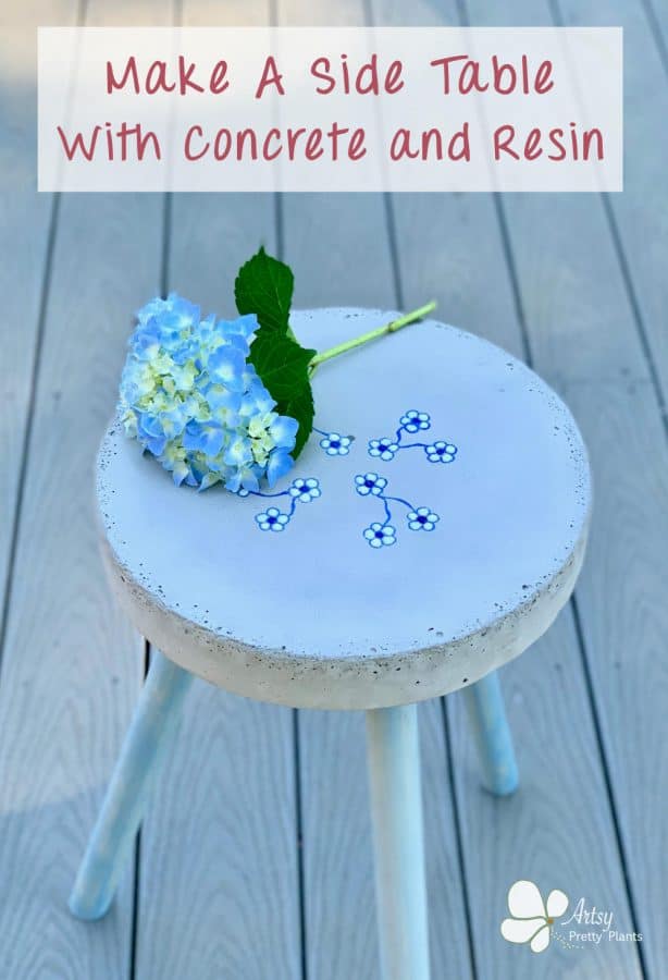 DIY Concrete Side Table With Flowers