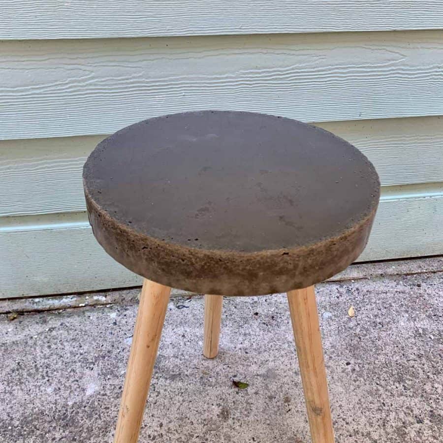 cured diy concrete side table, but still wet
