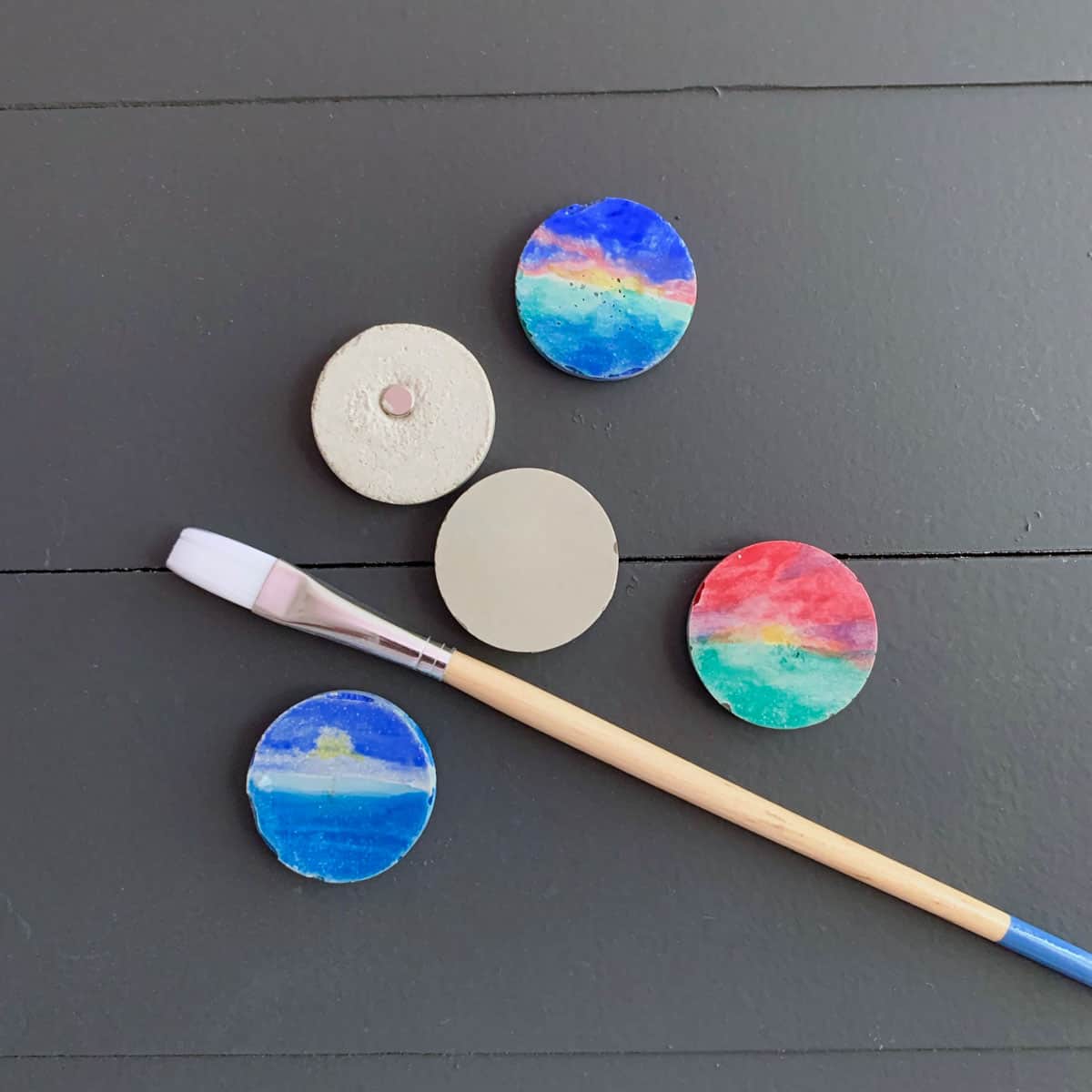 DIY Cement Magnets: With Watercolor Sunsets