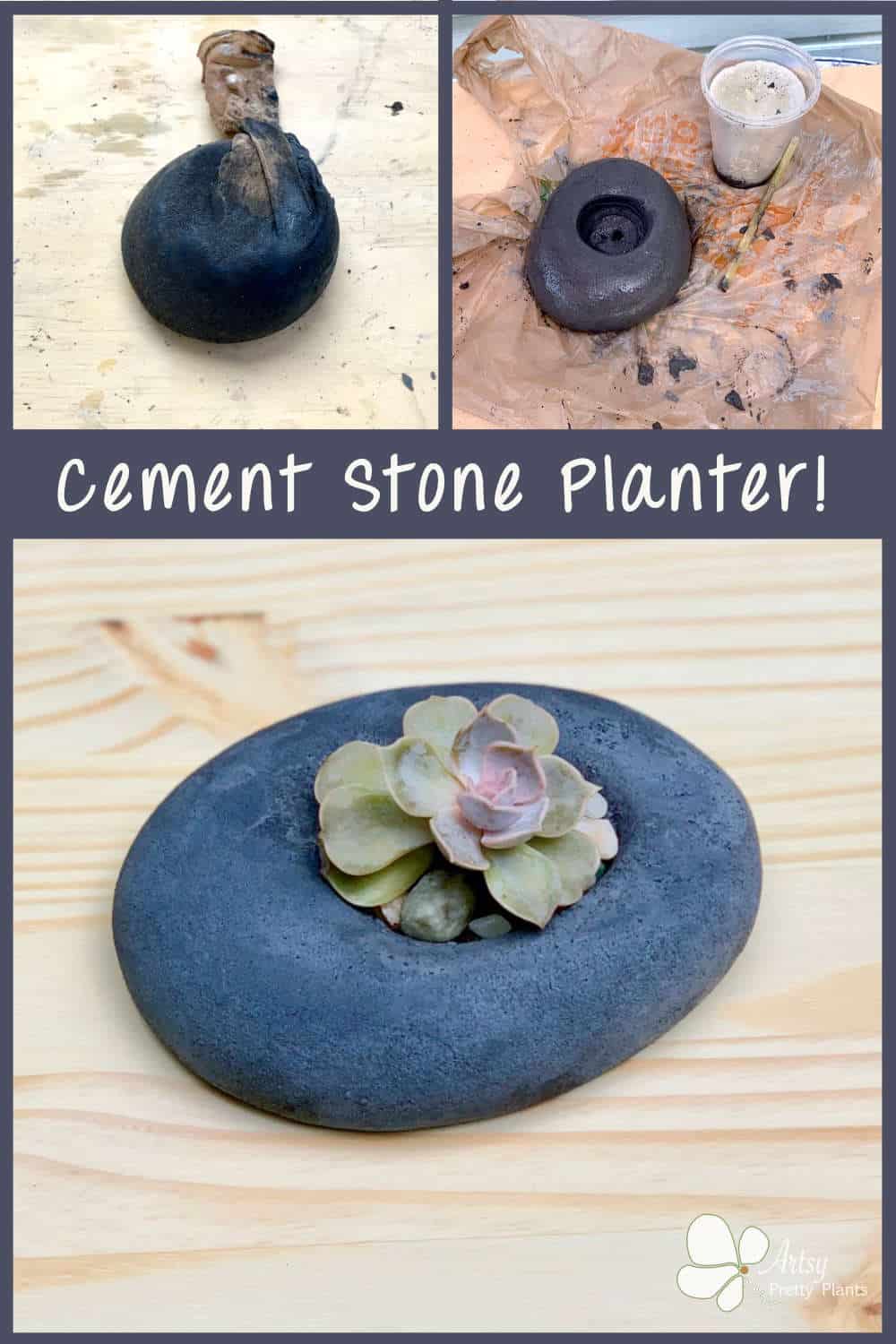 Stone Shaped DIY Cement Planter Tutorial