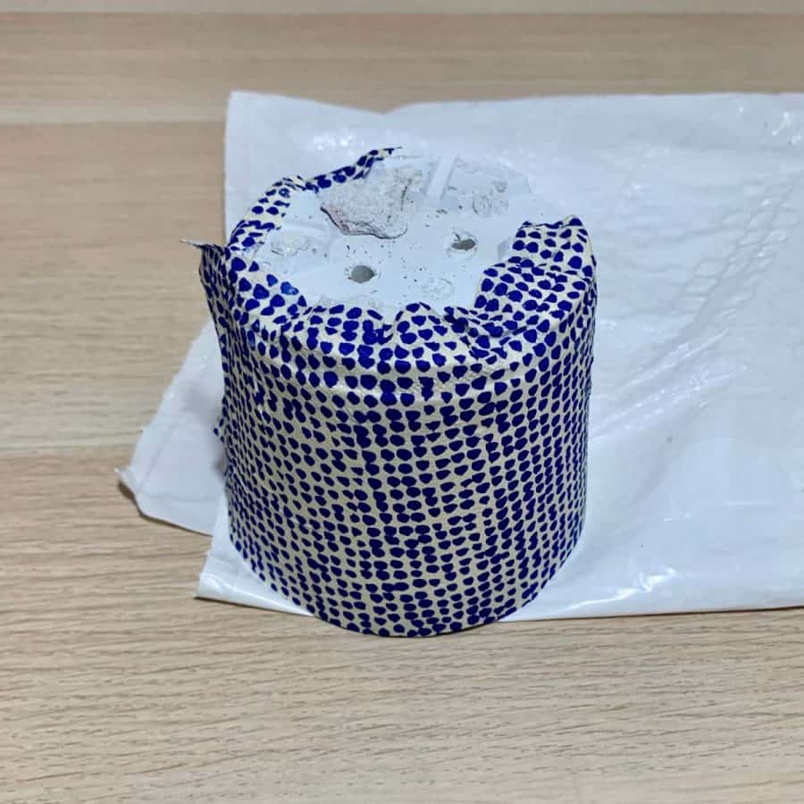 printed napkin glued onto pot