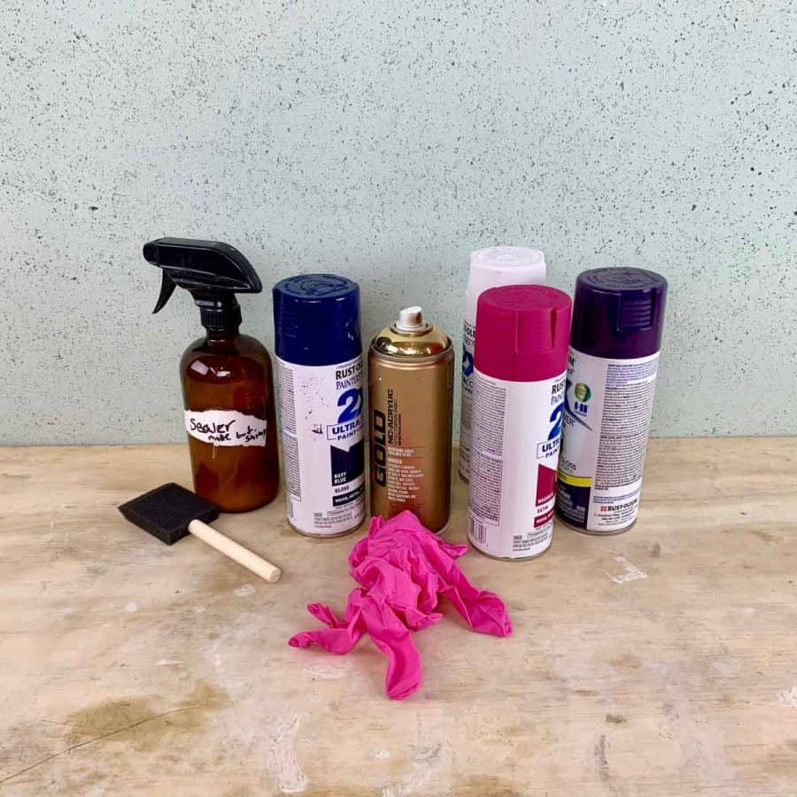 materials for hydro dipping- paints, gloves, brush