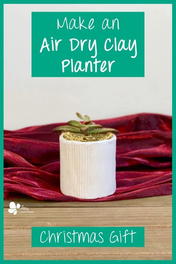 clay planter on christmas red fabric