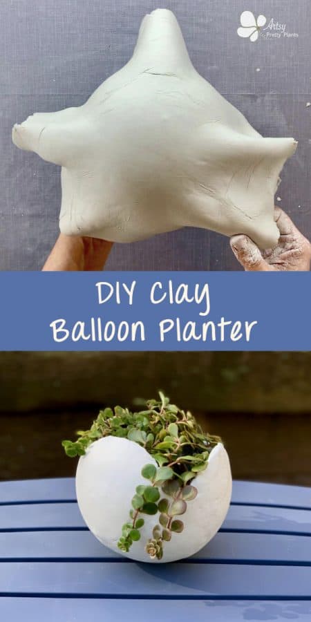 planter made from balloon mold, using clay