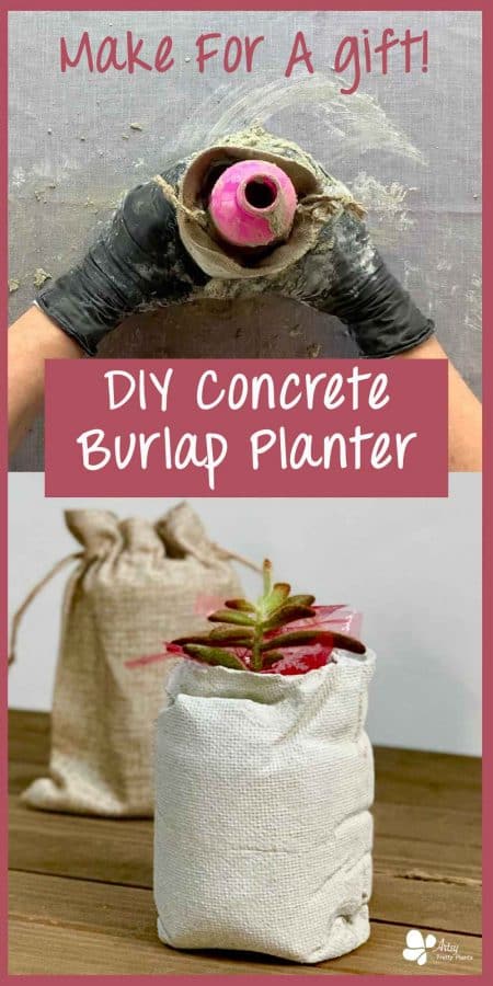 DIY Burlap Bag Concrete Planter-14