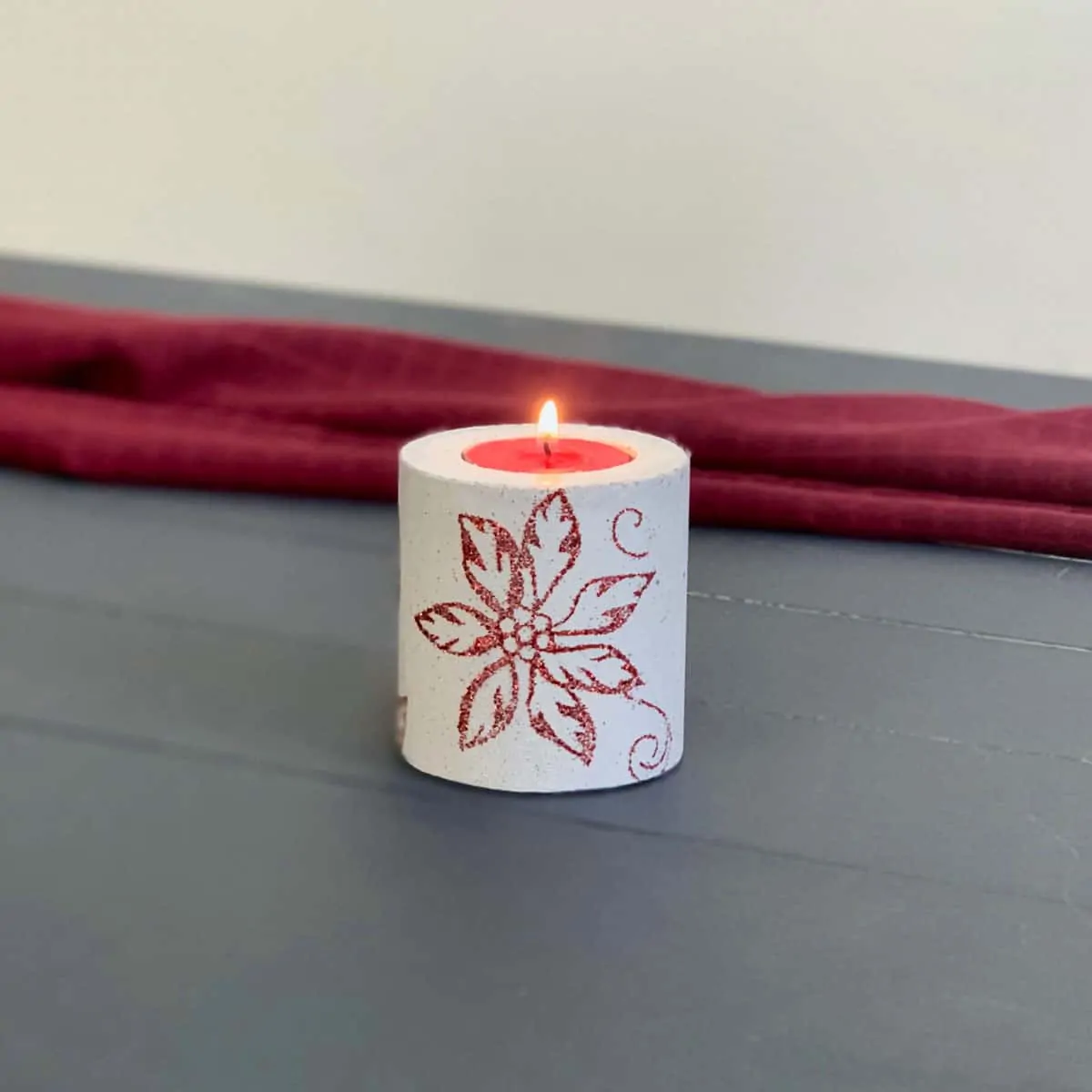 White Concrete Candle Holder Christmas Gift DIY