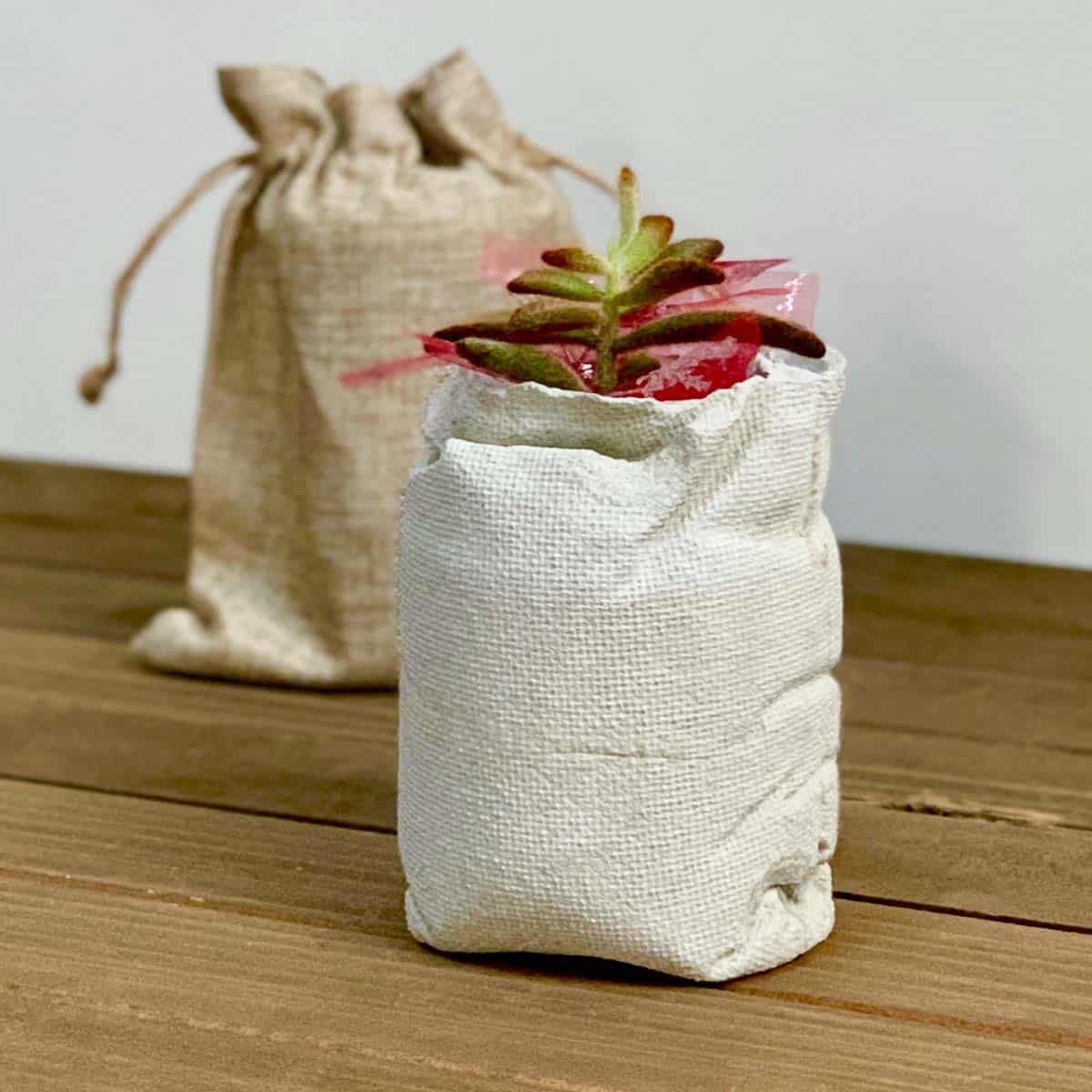 DIY Burlap Bag Concrete Planter Artsy Pretty Plants