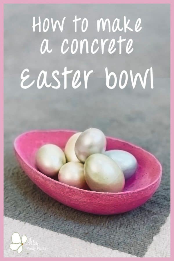 dark pink cement bowl with eggs inside