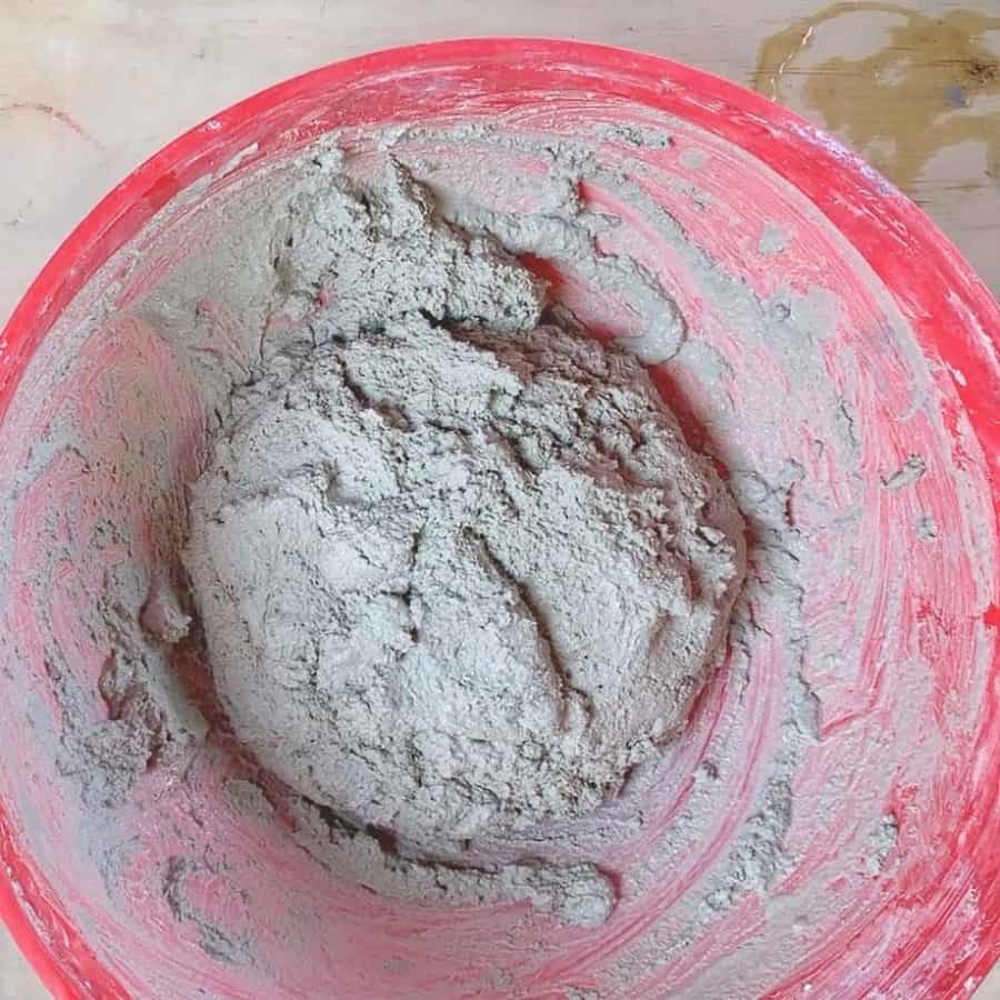 cement mix that is wet in a bowl