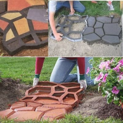 Paving Making Tools Yard Decor Antique Square Brick DIY Concrete Molds Casting 