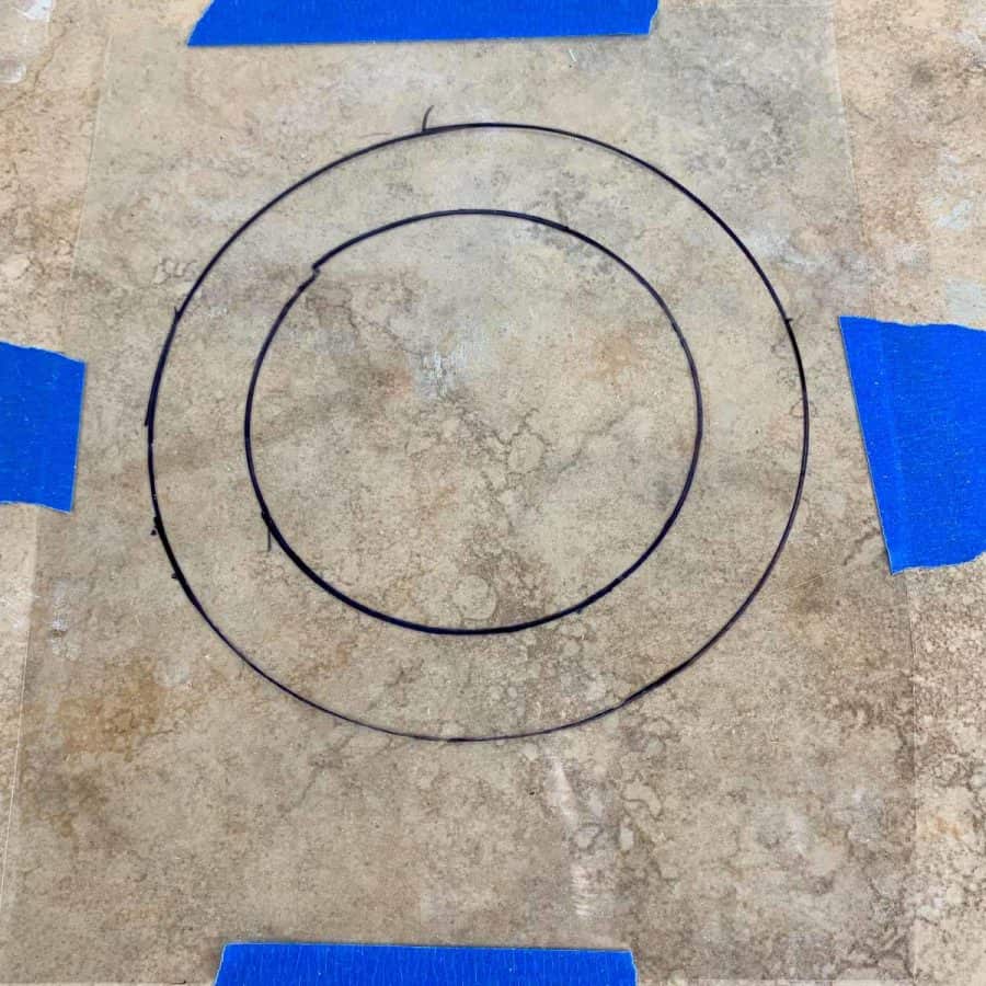 two circles like bullseye marking mold locations