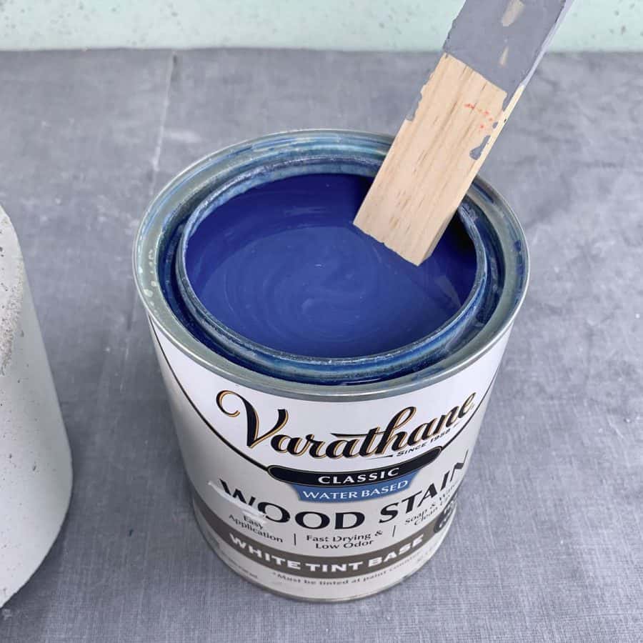 blue wood stain for concrete planter diy