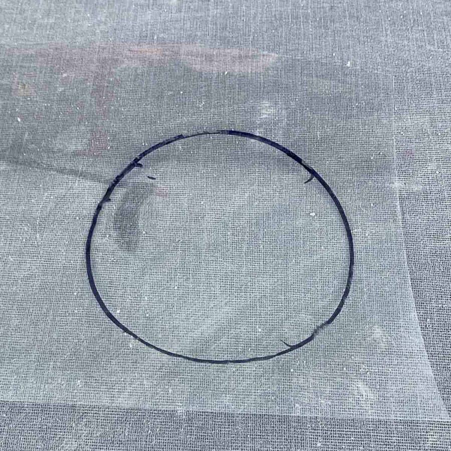 circle drawn on acetate for lid