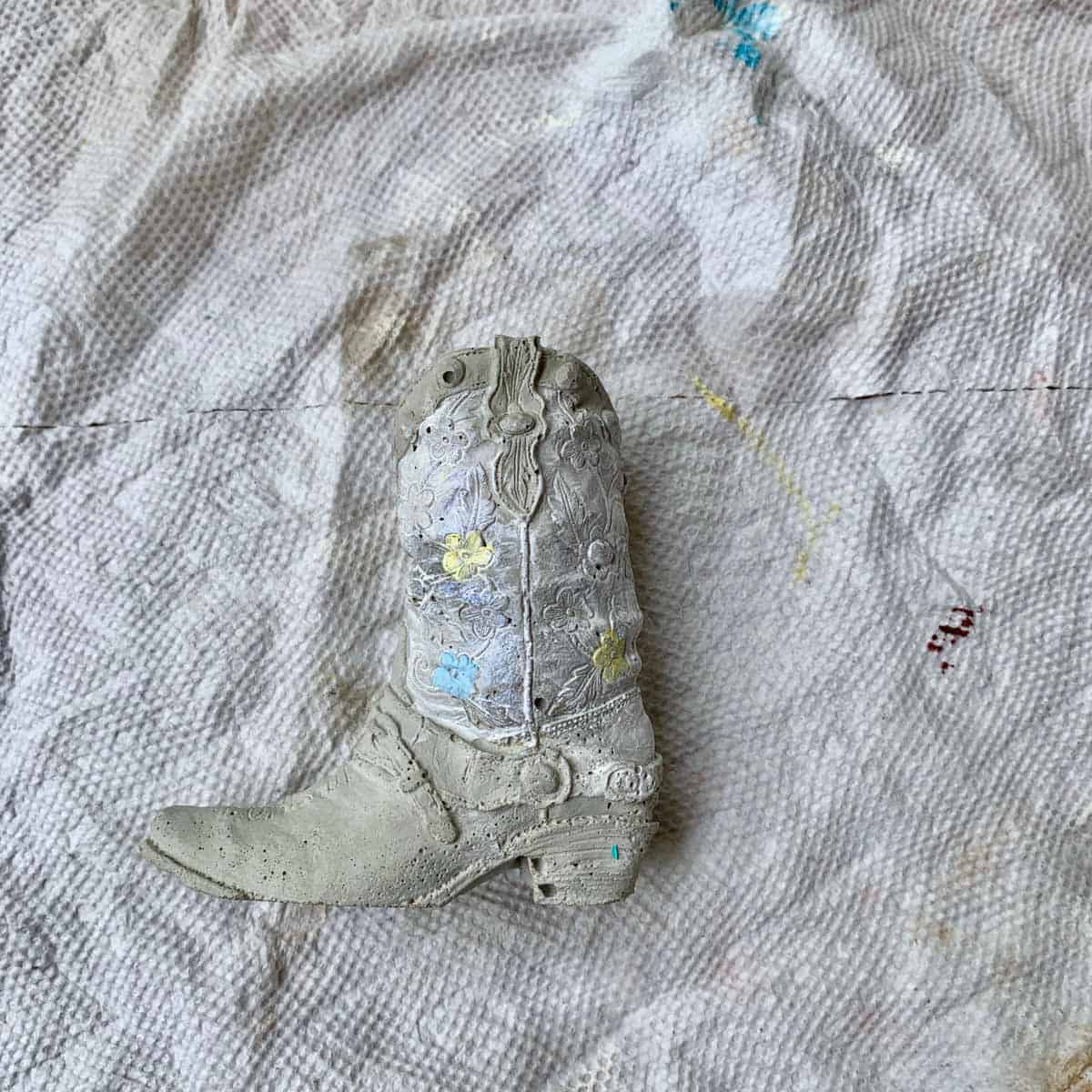 Mini Cowboy Boot Planter From A DIY Latex Concrete Mold Artsy Pretty