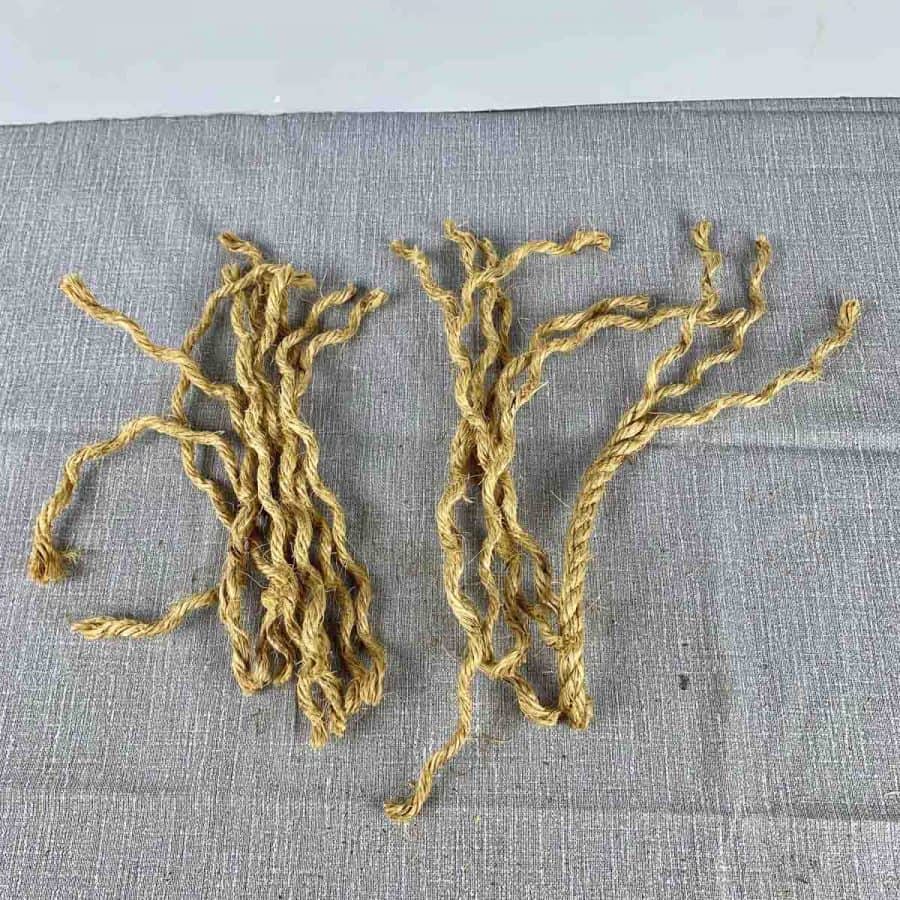 strands of unraveled jute rope
