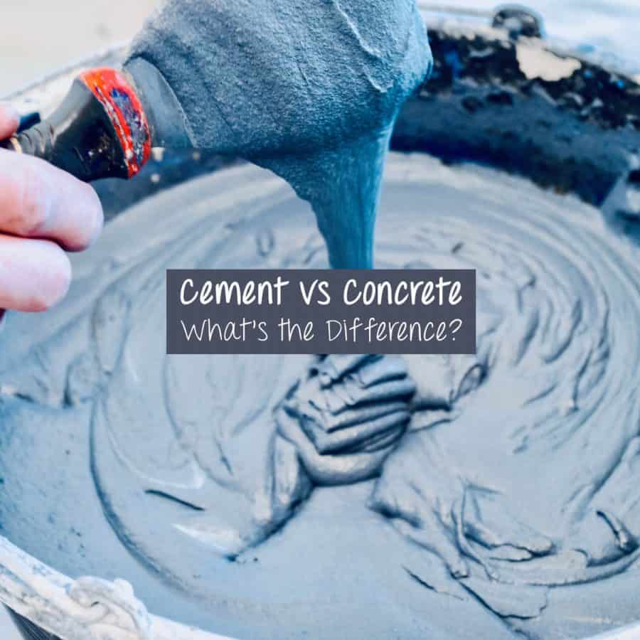Cement vs Concrete- cement on spatula, dripping into bowl