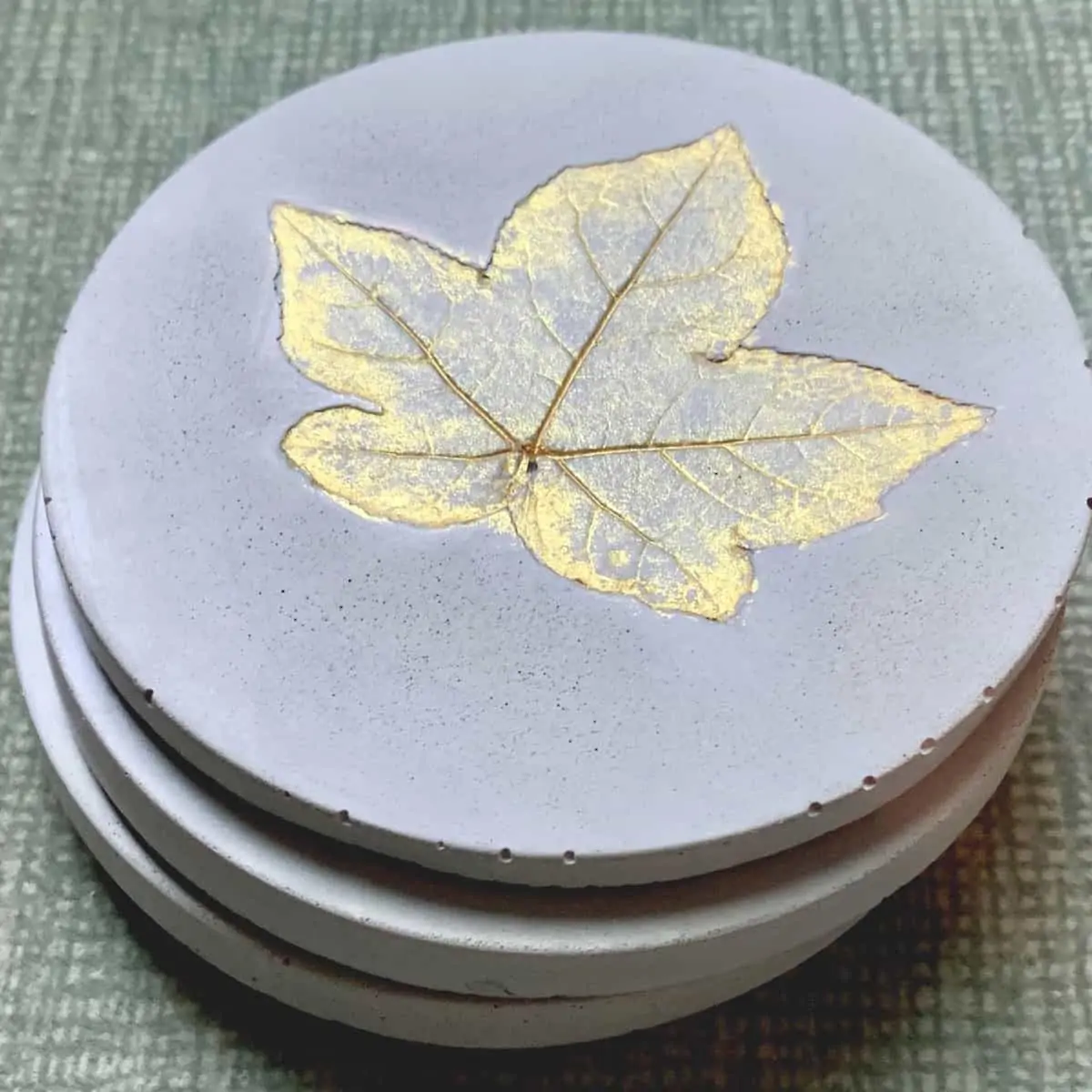 Easy DIY Concrete Coasters With Leaves