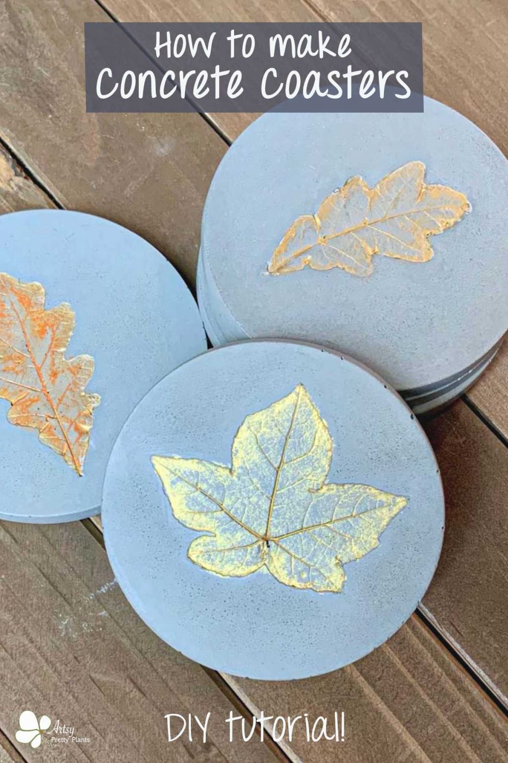 Concrete Coasters With LeavesEasy DIY Artsy Pretty Plants