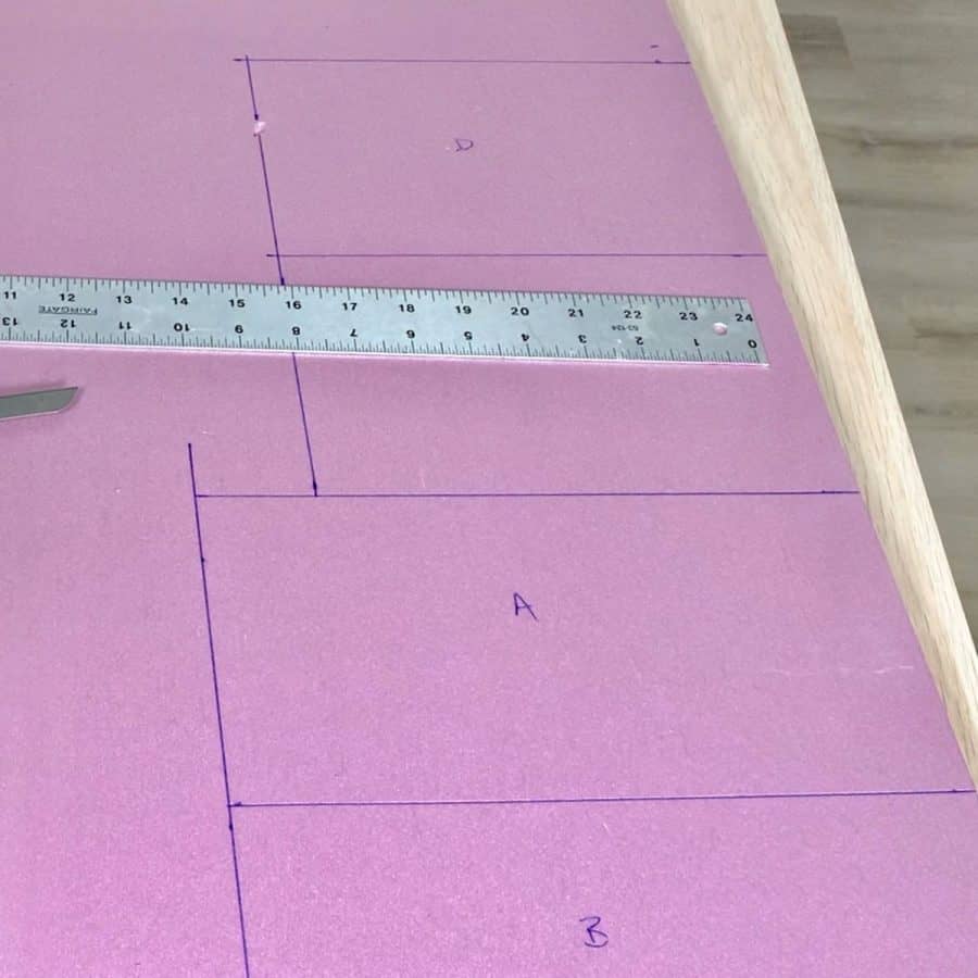 measure and mark dimensions for form box sides of large concrete silicone mold