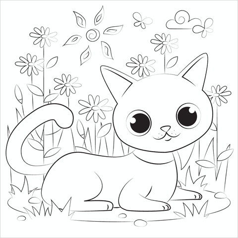 100 free cat coloring pages for kids adults artsy pretty plants