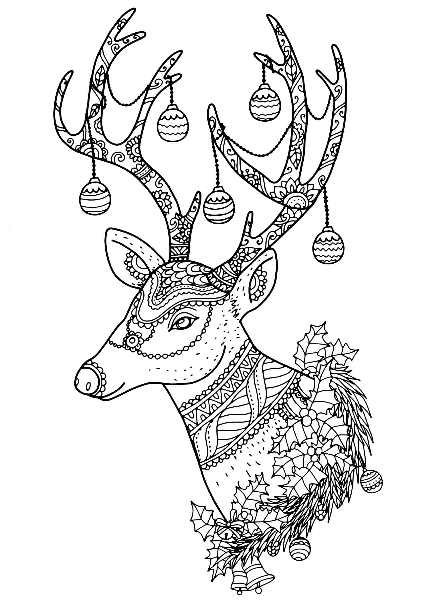 wide christmas coloring pages reindeer