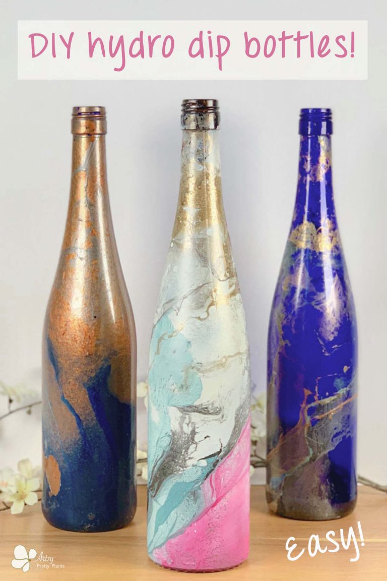 DIY Hydro Dip Bottles With Spray Paint (Cheap & Easy) Artsy Pretty Plants