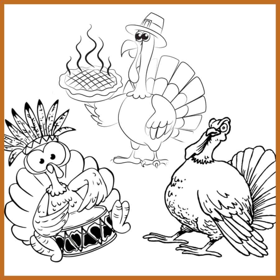 3 turkey drawing outlines for coloring
