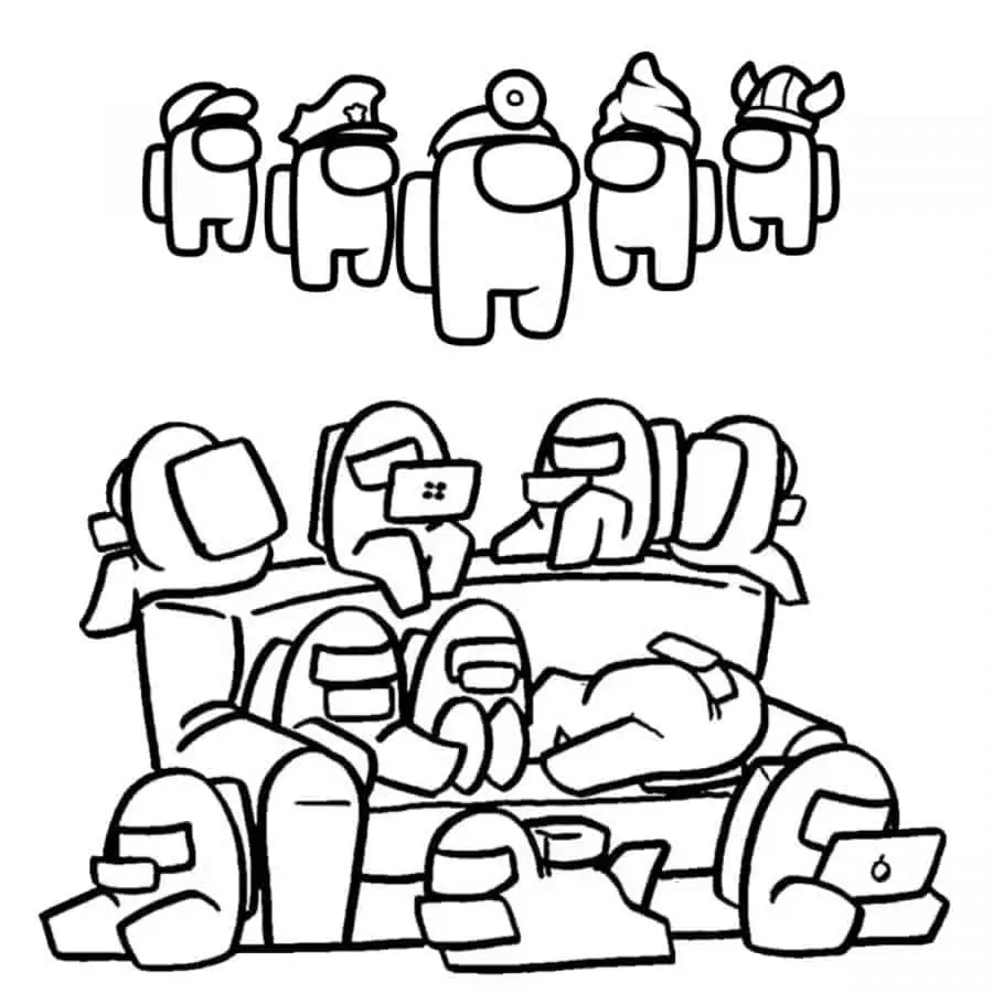 among us dead body coloring pages