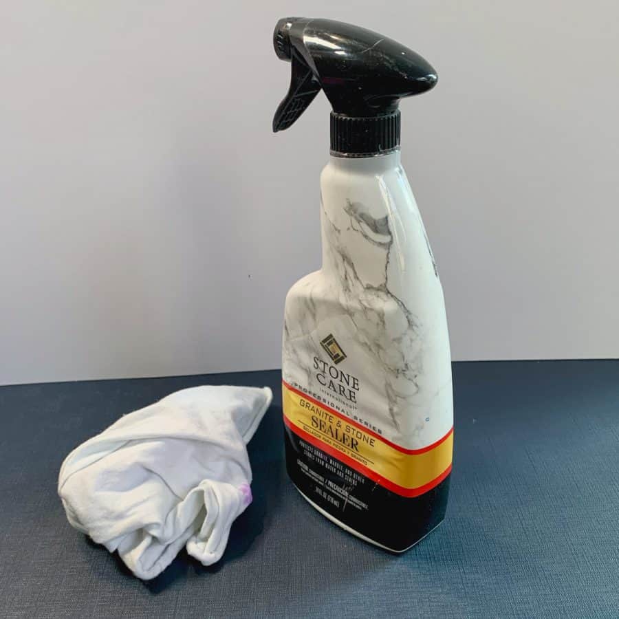 sealer spray bottle and rag