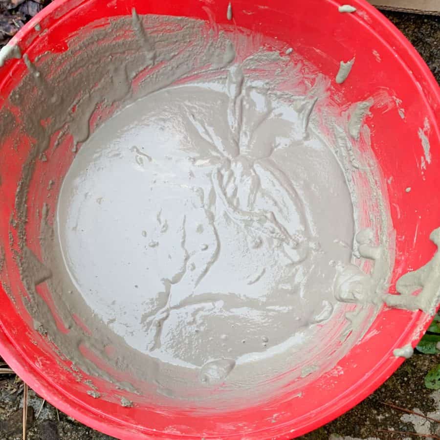 thin cement mixture in bowl
