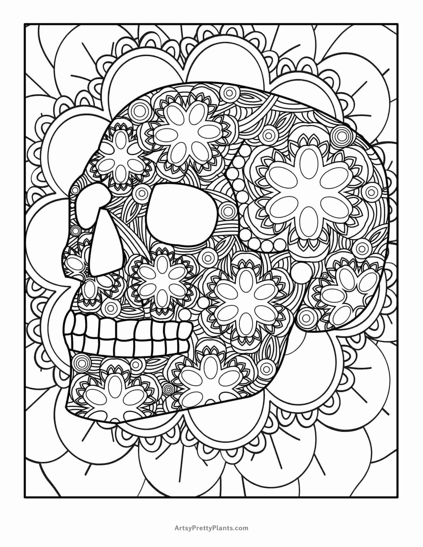 Sugar Skull Coloring Pages 01 Scaled 