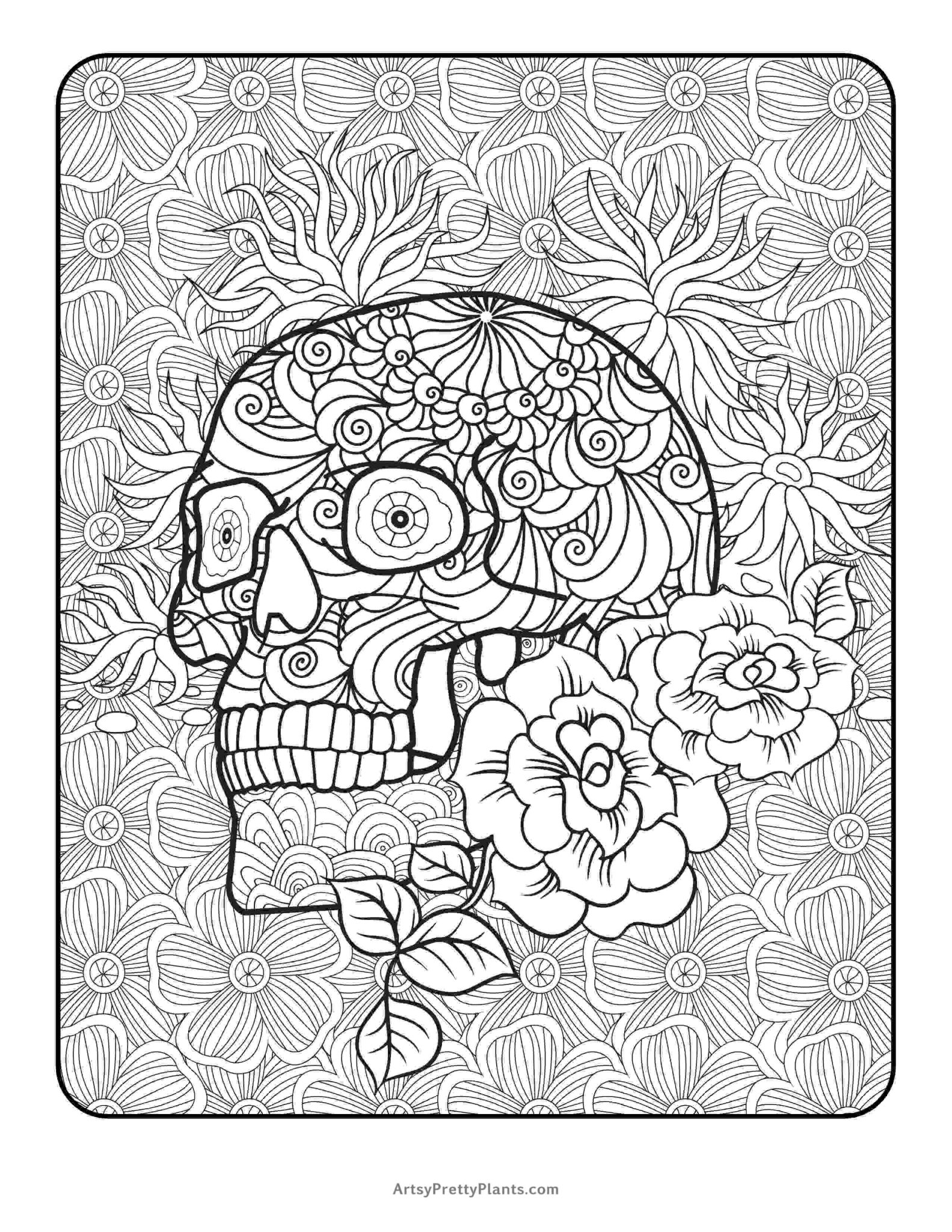 Sugar Skull Coloring Pages 02 1583x2048 
