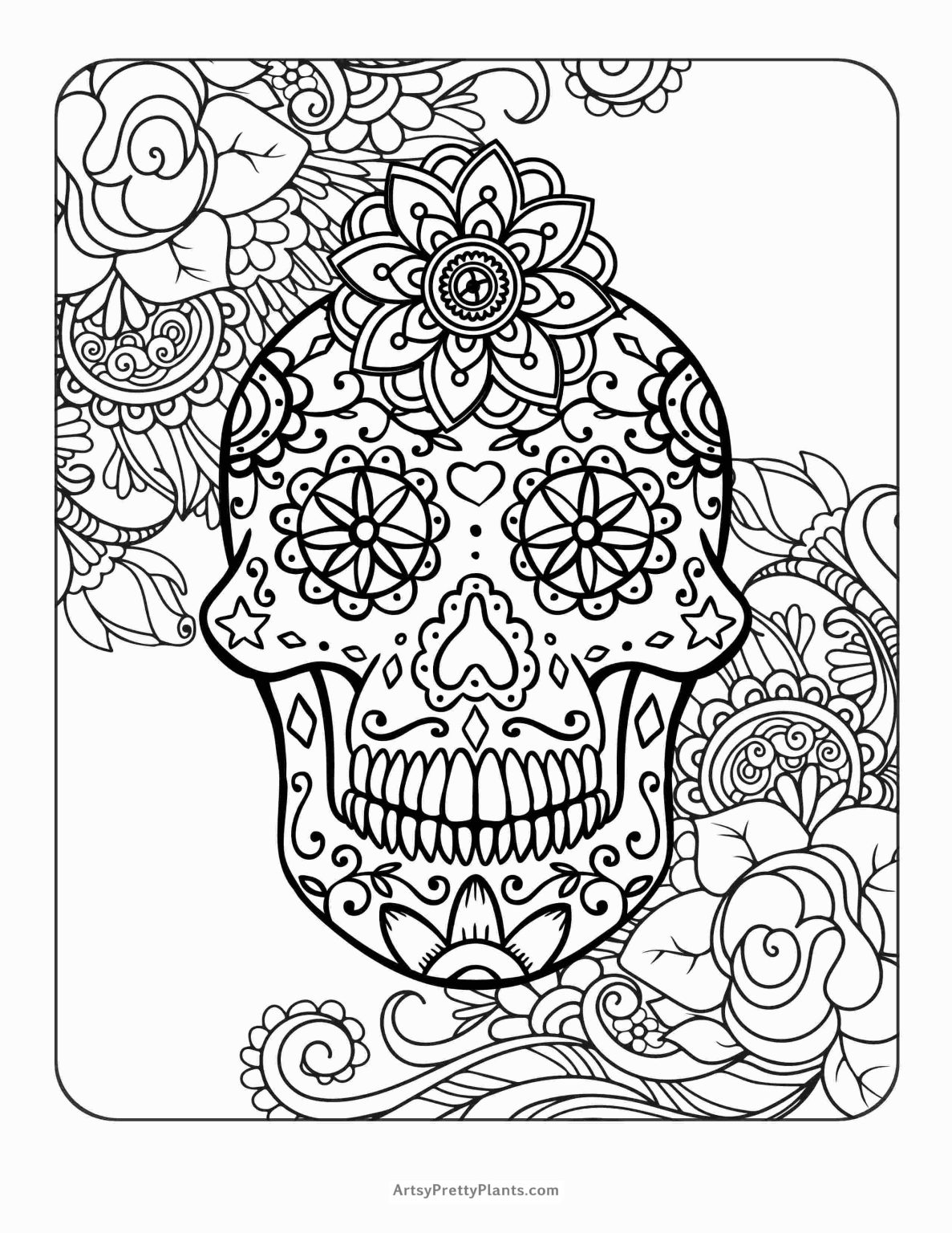 Sugar Skull Coloring Pages 04 1187x1536 