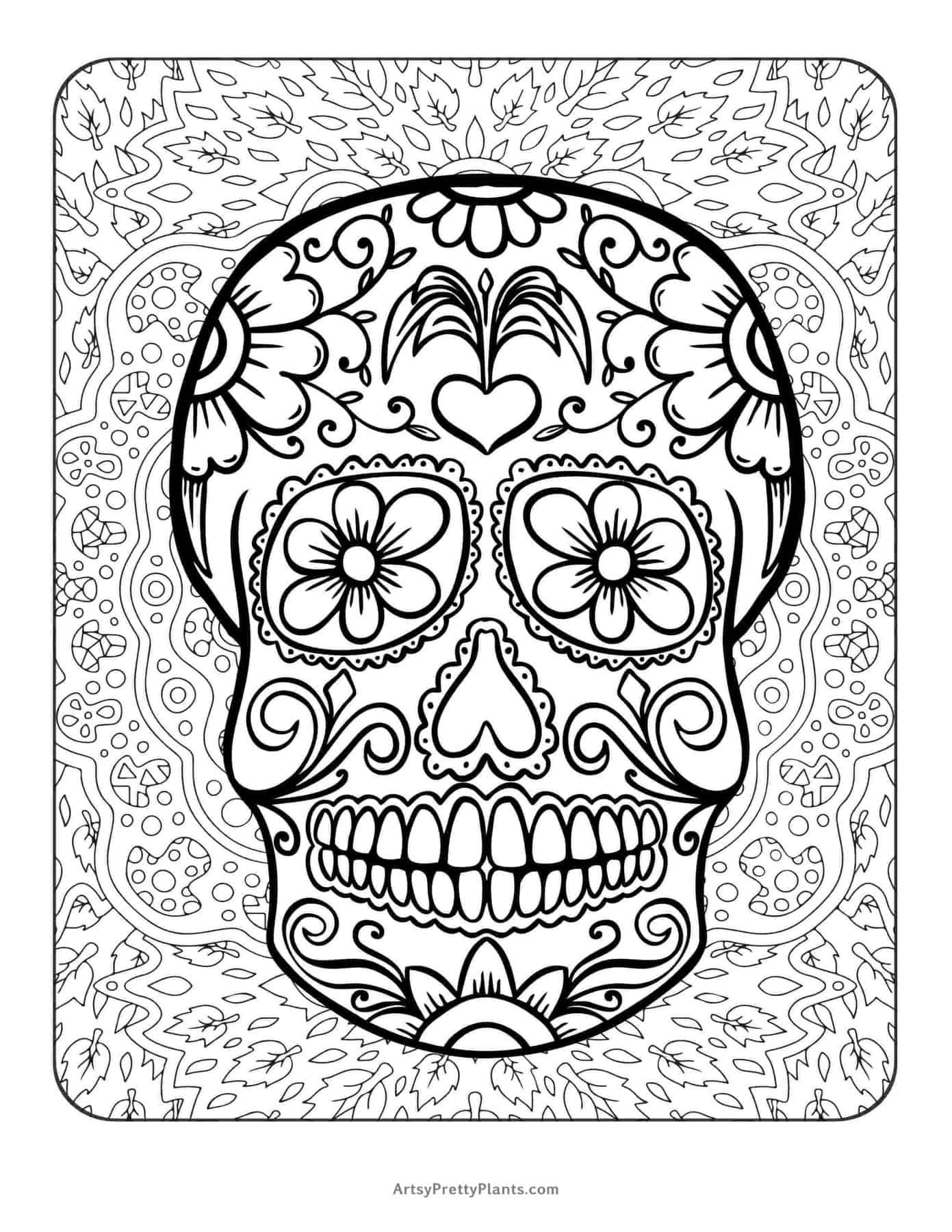 Sugar Skull Coloring Pages 07 Scaled 